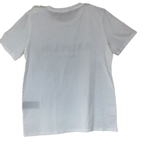 Balmain Paris Essential White Cotton Flocked Logo Button Detail Tee Shirt Large - Picture 3 of 13